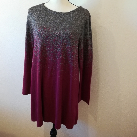 ALFANI Metallic Holiday Tunic Sweater Size 0X - Picture 2 of 9